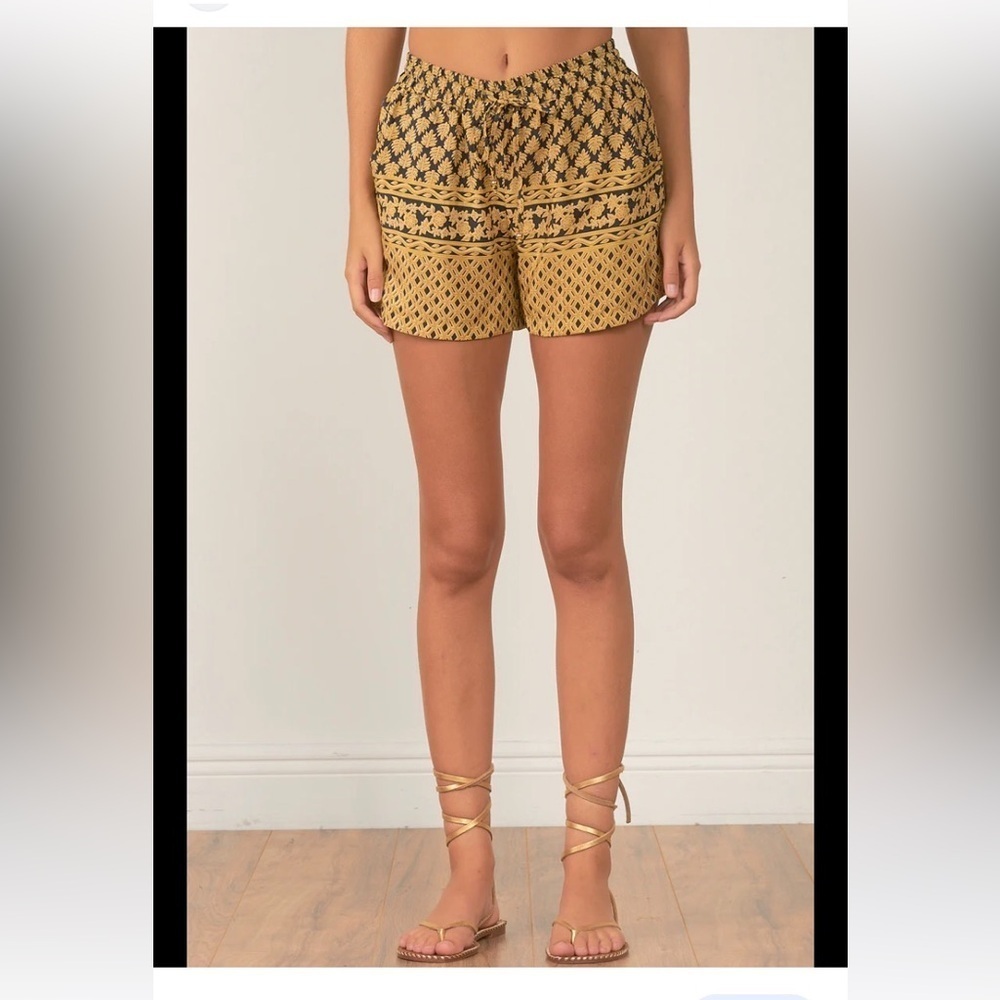 Elan Gold and Brown Resort Short Set of two size S - Picture 4 of 6